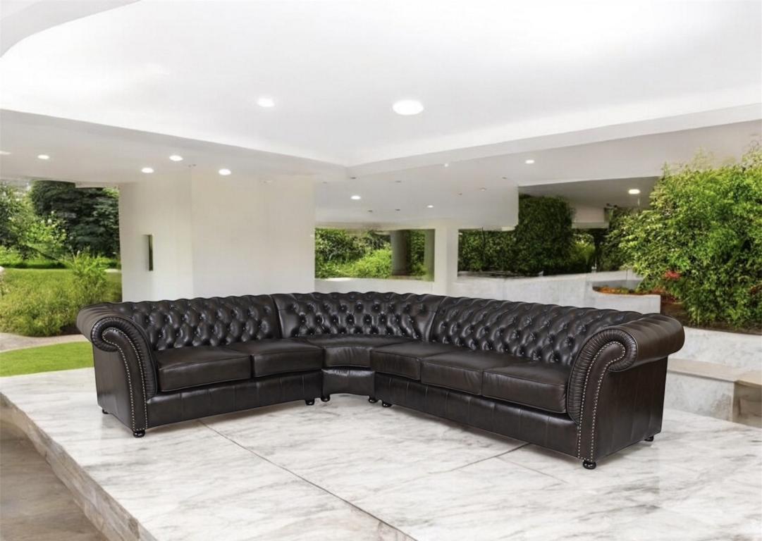 Chesterfield Ecksofa Darby Deluxe Ledersofa Eckcouch von Salottinii