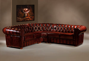 VERKÜRZTE LIEFERZEIT Chesterfield Aberdeen Ecksofa Ledersofa SONDERPREIS Rot