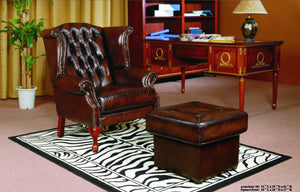 Edler Chesterfield Ohrensessel Birmingham mit Hocker Ledersessel Sonderpreis