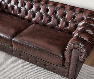 VERKÜRZTE LIEFERZEIT Chesterfield Bolton Leder Sofagarnitur 3/2/1 Polstergarnitur Sonderpreis BRAUN