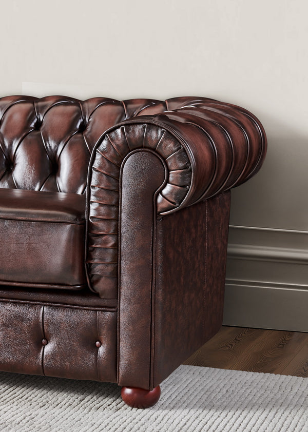 VERKÜRZTE LIEFERZEIT Chesterfield Bolton Leder Sofagarnitur 3/2/1 Polstergarnitur Sonderpreis BRAUN