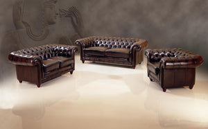 Klassische Chesterfield Glasgow Sofagarnitur (3/2/1 oder 3/1/1) Ledergarnitur Sonderpreis