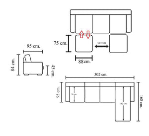 Designer Ecksofa Modell Jessy XL Deluxe Eckcouch Salottini Sonderpreis