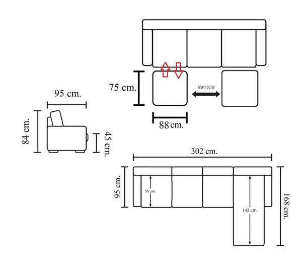 Designer Ecksofa Modell Jessy XL Deluxe Eckcouch Salottini Sonderpreis