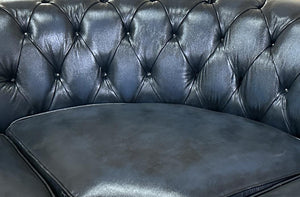 Luxus Chesterfield Ecksofa Aberdeen Leder Eckcouch von Salottini blau