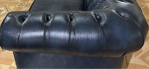 Luxus Chesterfield Ecksofa Aberdeen Leder Eckcouch von Salottini blau