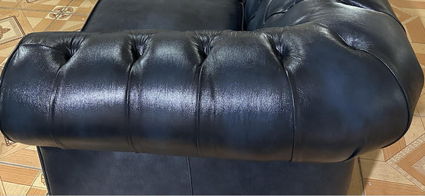 Luxus Chesterfield Ecksofa Aberdeen Leder Eckcouch von Salottini blau
