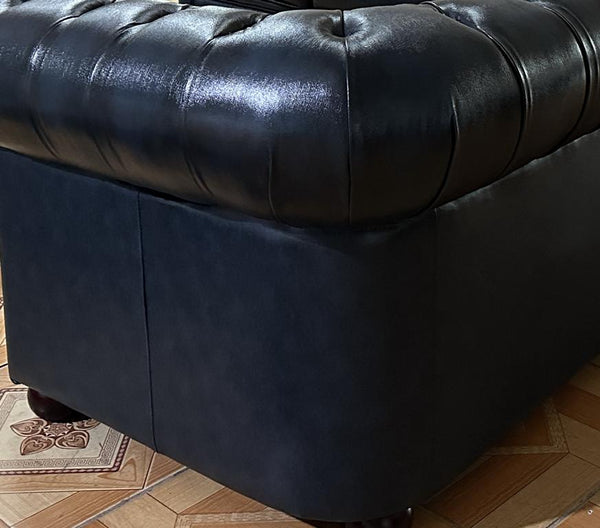 Luxus Chesterfield Ecksofa Aberdeen Leder Eckcouch von Salottini blau