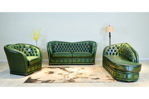 Exklusive Chesterfield Kingswood Sofagarnitur 3/1/Chaise Ledergarnitur Sonderpreis