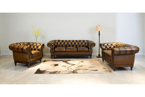 Edle Chesterfield London Sofagarnitur (3/2/1 oder 3/1/1) Ledergarnitur Sonderpreis