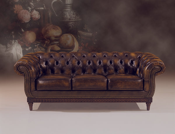 Sofa Chesterfield 3-Sitzer Couch London Ledersofa Salottini Sonderpreis