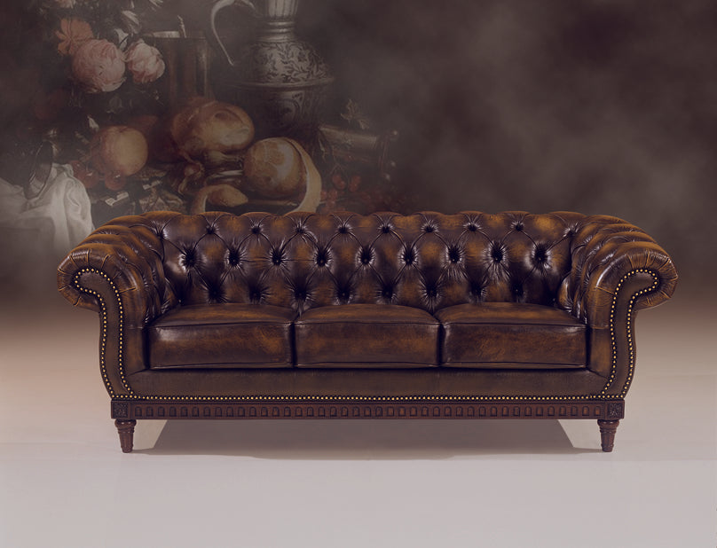 Sofa Chesterfield 3-Sitzer Couch London Ledersofa Salottini Sonderpreis