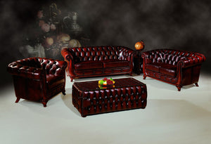 VERKÜRZTE LIEFERZEIT Chesterfield Manchester Sofagarnitur 3/2/1 SONDERPREIS rot
