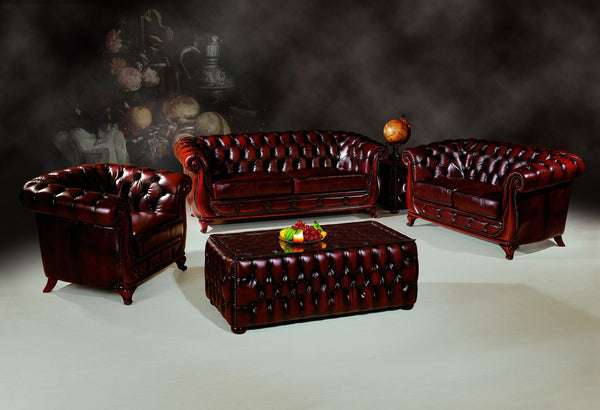 VERKÜRZTE LIEFERZEIT Chesterfield Manchester Sofagarnitur 3/2/1 SONDERPREIS rot