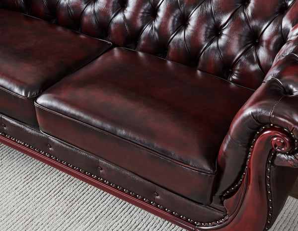 VERKÜRZTE LIEFERZEIT Chesterfield Manchester Sofagarnitur 3/2/1 SONDERPREIS rot