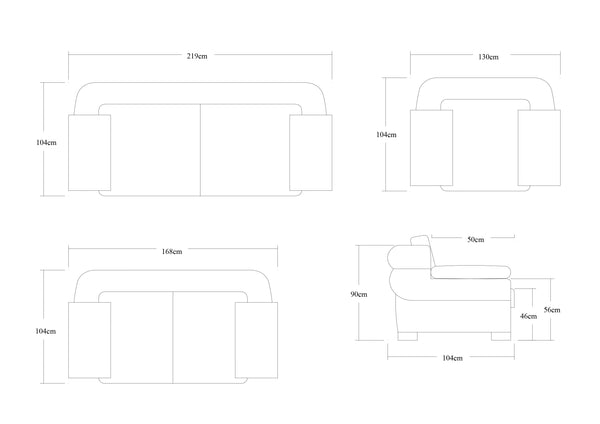 Luxus XL Sofagarnitur Nico (3/2/1 oder 3/1/1) Leder Polstergarnitur Salottini Sonderpreis