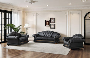 Luxus XL Chesterfield Leder Oriental Sofagarnitur 3/2/1 Polstergarnitur SCHWARZ SONDERPREIS