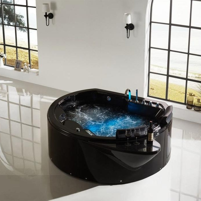XL 2 Personen Whirlpool Perth 198x162 Badewanne Whirlwanne freistehend schwarz