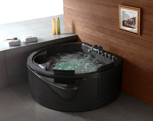 XL 2 Personen Whirlpool Perth 198x162 Badewanne Whirlwanne freistehend schwarz