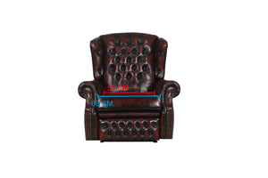 SOFORT LIEFERBAR Chesterfield Stunning Ohrensessel Recliner Ledersessel Motor Salottini braun