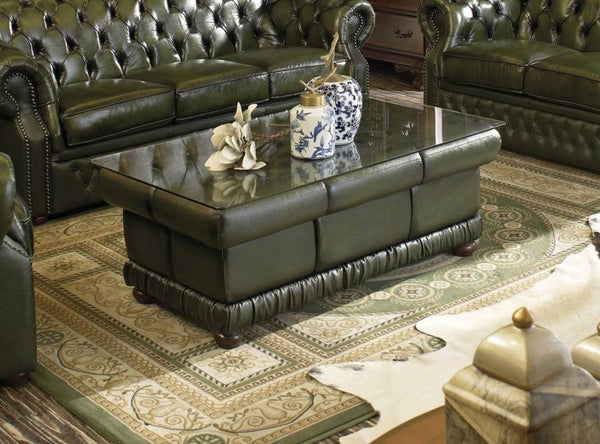 Chesterfield Sofagarnitur 3/2/1 & Tisch Cardiff, edle Ledergarnitur Sonderpreis