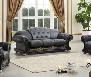 Luxus XL Chesterfield Leder Oriental Sofagarnitur 3/2/1 Polstergarnitur SCHWARZ SONDERPREIS