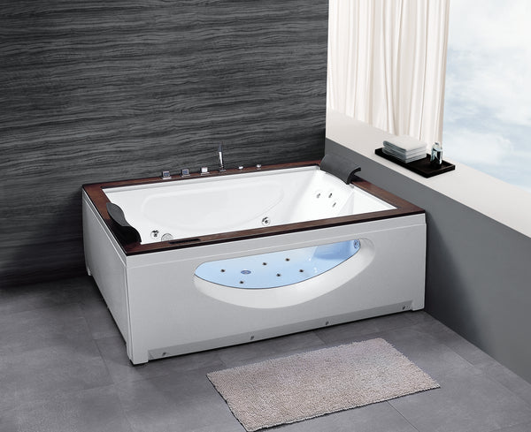 Edler XL Whirlpool 180x150 Dubbo Badewanne für 2 Personen Holzrahmen Sonderpreis schwarz