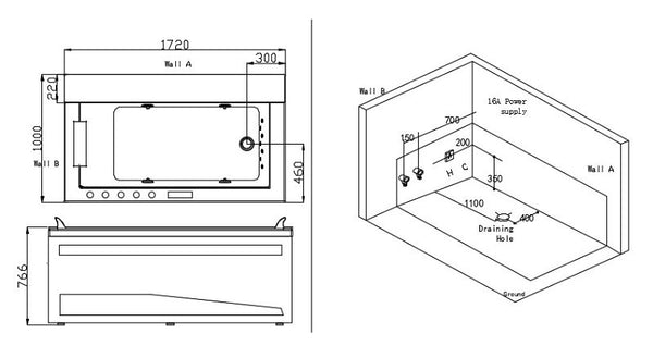 Edler 1 Personen Whirlpool Victoria 172x100 Badewanne Whirlwanne