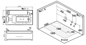 Whirlpool für 1 Person 180x100 Ohio Badewanne Wasserfall Whirlwanne Sonderpreis