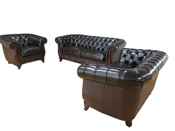 Chesterfield Manchester Sofagarnitur (3/2/1 oder 3/1/1) Ledergarnitur Salottini Sonderpre braun