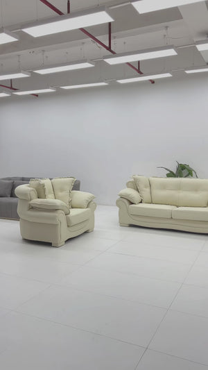 SOFORT LIEFERBAR XL Sofagarnitur Nico 3/2/1 Leder Polstergarnitur Beige mit VIDEO