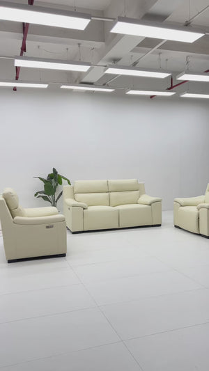 Elektro Recliner Sofagarnitur Capri (3/2/1 oder 3/1/1) Leder Salottini MIT Motoren Schwarz