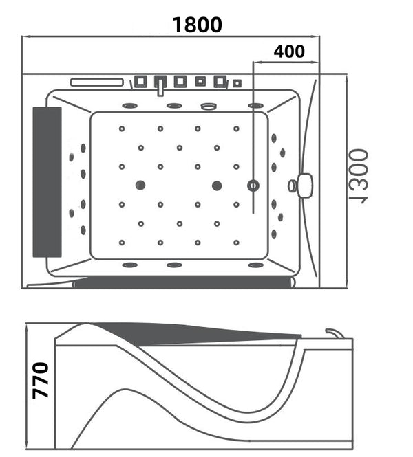 Edler 2 Personen Whirlpool Hampton 180x130 Badewanne Sonderpreis