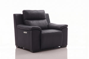 Elektro Recliner Sofagarnitur Capri (3/2/1 oder 3/1/1) Leder Salottini MIT Motoren Schwarz