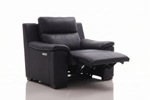 Elektro Recliner Sofagarnitur Capri (3/2/1 oder 3/1/1) Leder Salottini MIT Motoren Schwarz