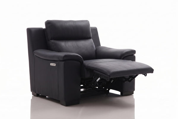 Elektro Recliner Sofagarnitur Capri (3/2/1 oder 3/1/1) Leder Salottini MIT Motoren Schwarz