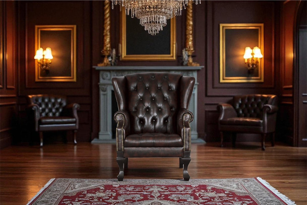 Chesterfield Ohrensessel Chester Deluxe Ledersessel Relaxsessel Salottini