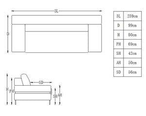 Designer Sofa Bormio XL 3-Sitzer Leder Couch Salottini Sonderpreis