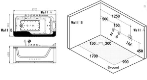 Luxus Whirlpool 170x90 Adelaide Badewanne SONDERPREIS für 1 Person