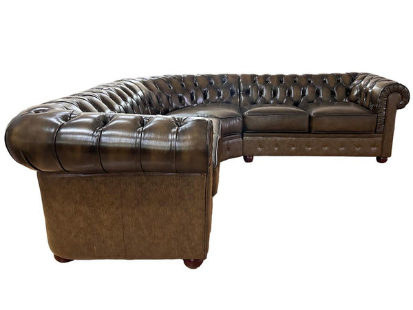 Edles Chesterfield Ecksofa Aberdeen Braun Ledersofa Wohnlandschaft