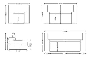 Luxus XL Sofagarnitur Andrea (3/2/1 oder 3/1/1) Leder Polstergarnitur Salottini