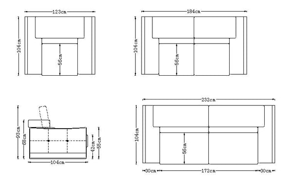 Luxus XL Sofagarnitur Andrea (3/2/1 oder 3/1/1) Leder Polstergarnitur Salottini