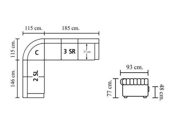 SOFORT LIEFERBAR XL Chesterfield Ecksofa Arsenal Deluxe Eckcouch WO Brown