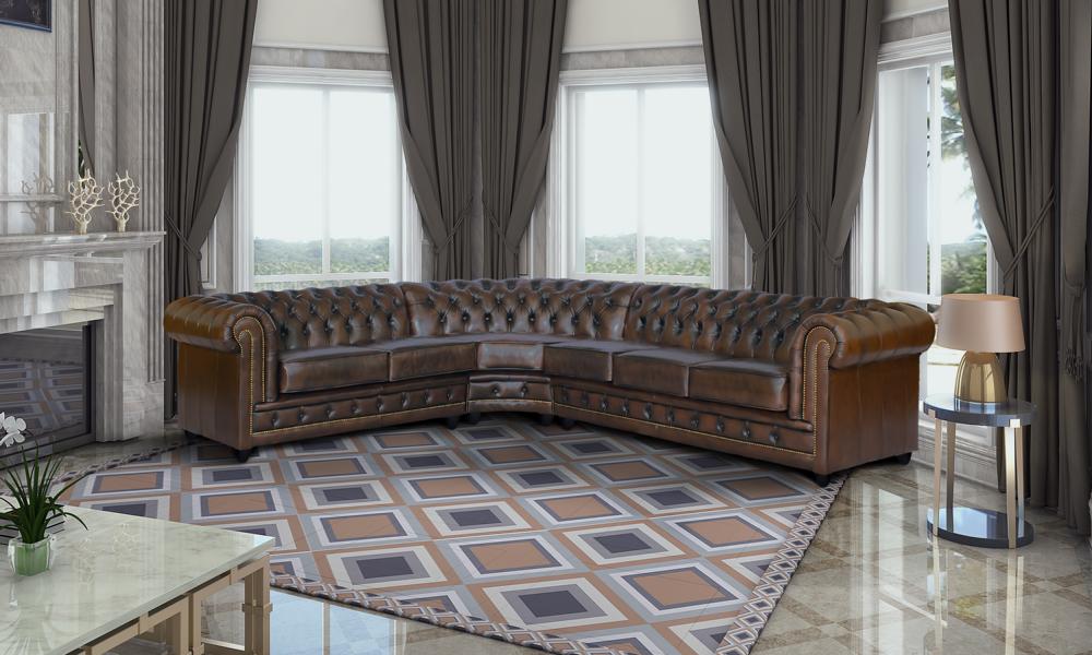 SOFORT LIEFERBAR XL Chesterfield Ecksofa Arsenal Deluxe Eckcouch WO Brown