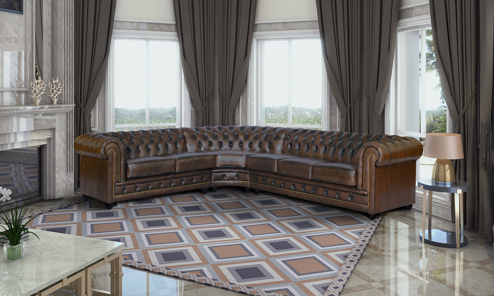 XL Chesterfield Wohnlandschaft Ecksofa Arsenal Leder Eckcouch Salottini Sonderpreis