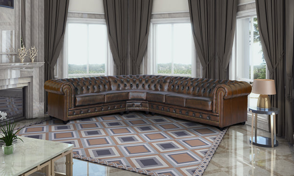 XL Chesterfield Wohnlandschaft Ecksofa Arsenal Leder Eckcouch Salottini Sonderpreis