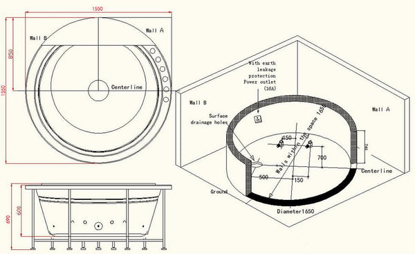 2 Personen INDOOR Whirlpool 155x155 Austin 2 Sonderpreis (mit Schürze) (WEIß)