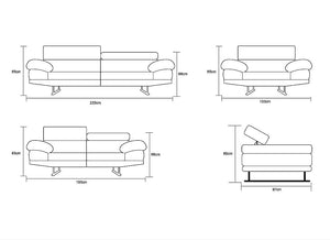 Edle XL Sofagarnitur Bassano 3/2/1 oder 3/1/1 Leder Polstergarnitur Salottini