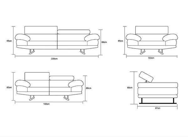 Designer Sofa Bassano 3-Sitzer Leder Couch Salottini Sonderpreis