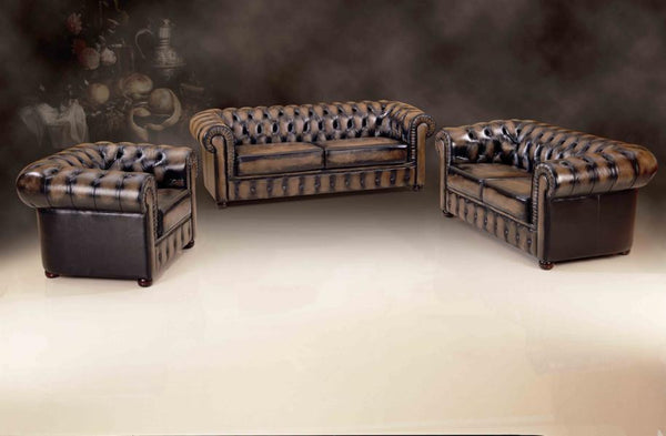 Luxus Chesterfield Sofagarnitur Bolton (3/2/1 oder 3/1/1) Ledergarnitur Sonderpreis